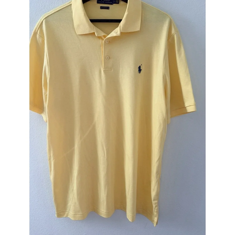 Polo Ralph Lauren Classic Fit Polo Shirt Men's Large Yellow Short Sleeve